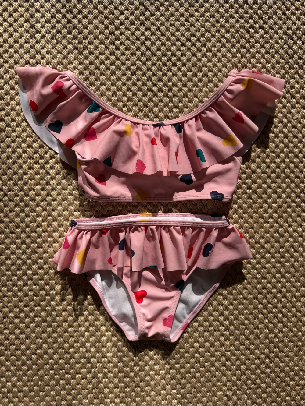 Janie and Jack Pink Ruffle Heart Two-Piece Swim Set